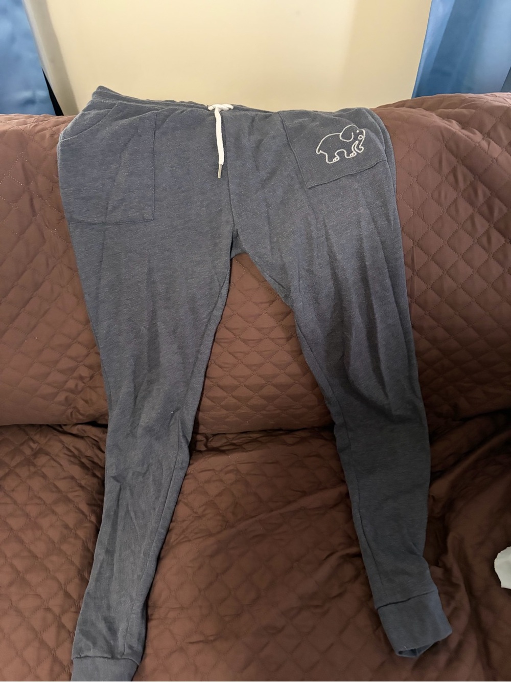 Gray ivory Ella Sweatpant Joggers with Elephant Patch